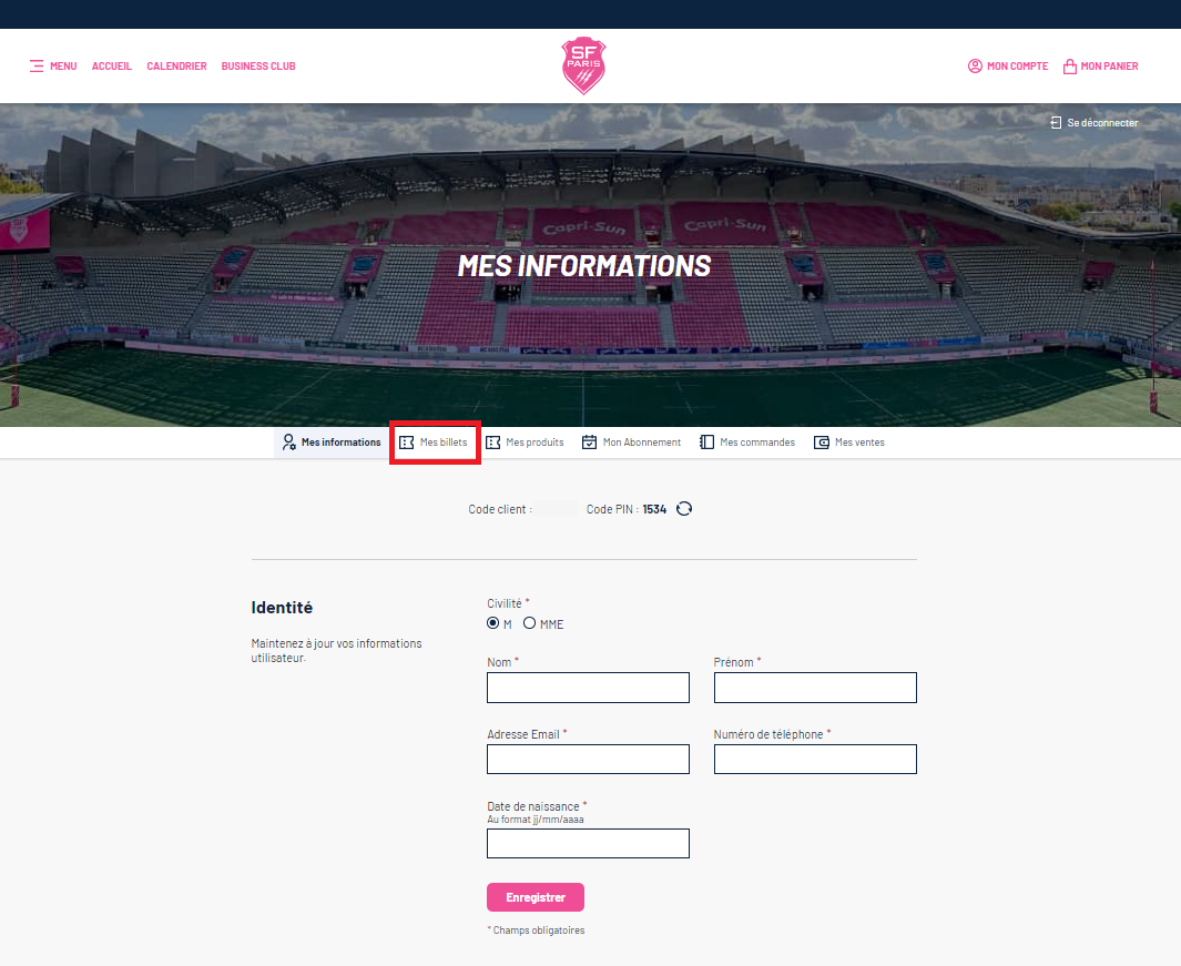 Revendre son billet Stade Français
